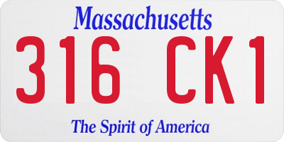 MA license plate 316CK1