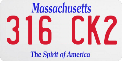MA license plate 316CK2