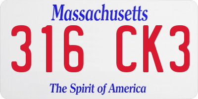 MA license plate 316CK3