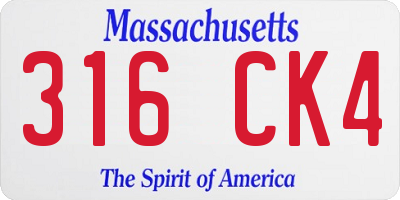 MA license plate 316CK4