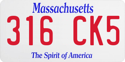 MA license plate 316CK5
