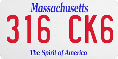 MA license plate 316CK6