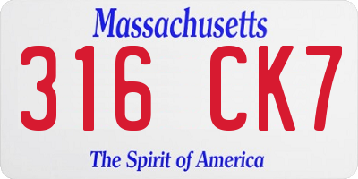 MA license plate 316CK7