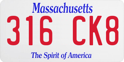 MA license plate 316CK8
