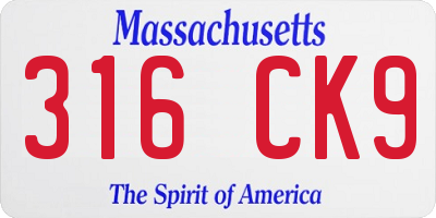 MA license plate 316CK9