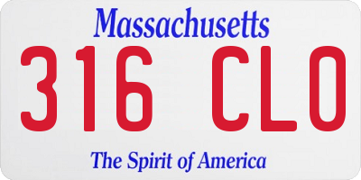 MA license plate 316CL0