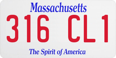 MA license plate 316CL1