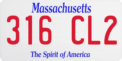 MA license plate 316CL2