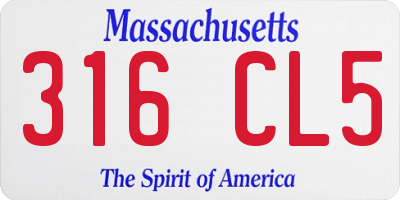 MA license plate 316CL5