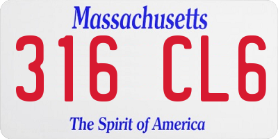 MA license plate 316CL6