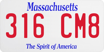 MA license plate 316CM8