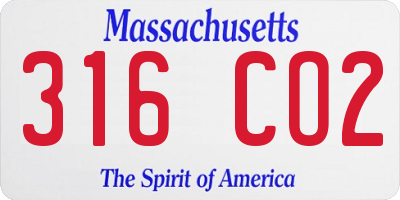 MA license plate 316CO2