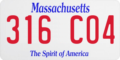 MA license plate 316CO4