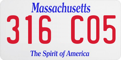 MA license plate 316CO5