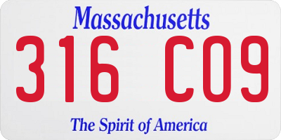 MA license plate 316CO9