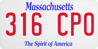 MA license plate 316CP0