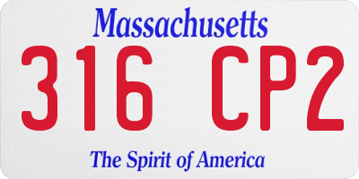 MA license plate 316CP2