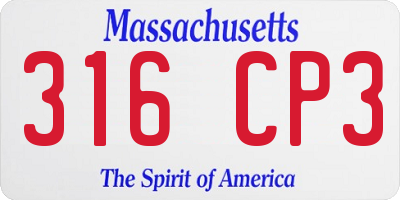 MA license plate 316CP3