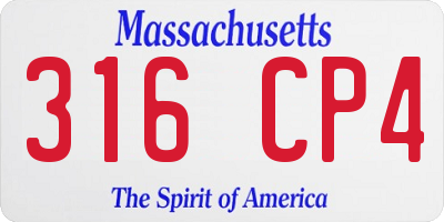 MA license plate 316CP4