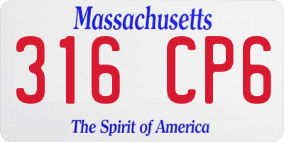 MA license plate 316CP6