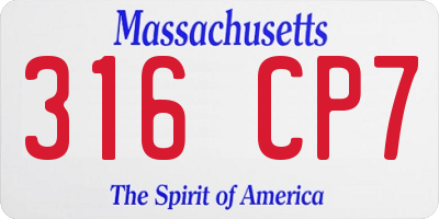 MA license plate 316CP7