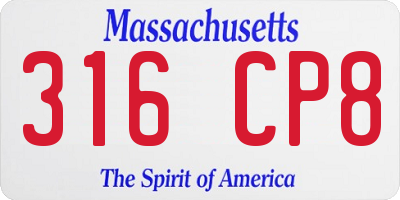 MA license plate 316CP8