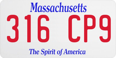 MA license plate 316CP9