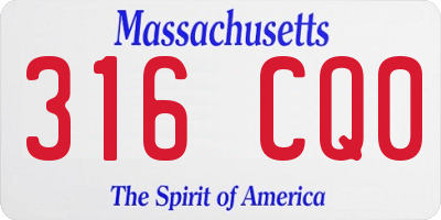 MA license plate 316CQ0