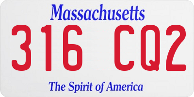 MA license plate 316CQ2
