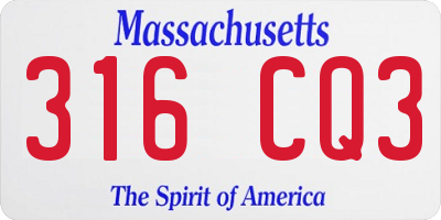 MA license plate 316CQ3