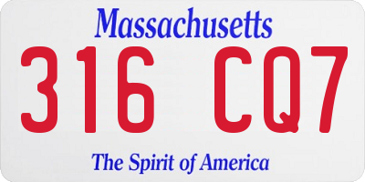 MA license plate 316CQ7