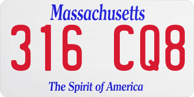 MA license plate 316CQ8