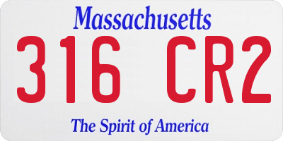 MA license plate 316CR2