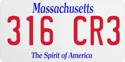 MA license plate 316CR3
