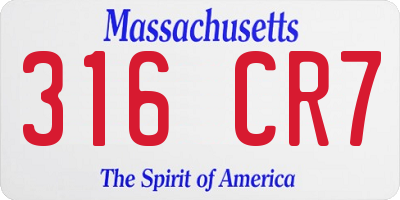 MA license plate 316CR7