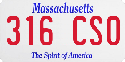 MA license plate 316CS0