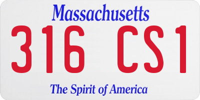 MA license plate 316CS1