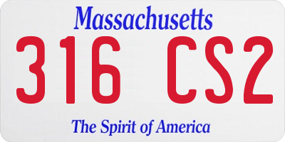 MA license plate 316CS2