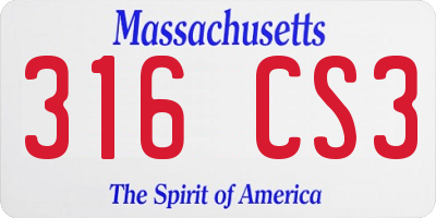 MA license plate 316CS3