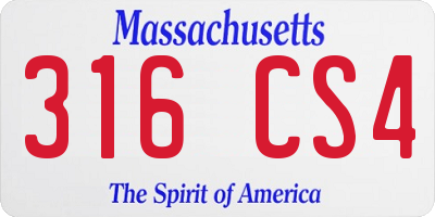 MA license plate 316CS4