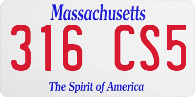 MA license plate 316CS5