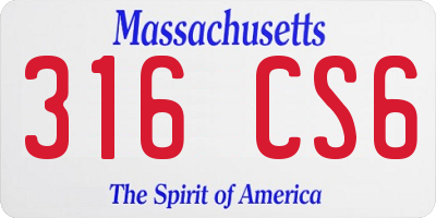 MA license plate 316CS6