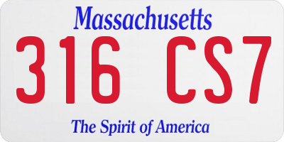 MA license plate 316CS7