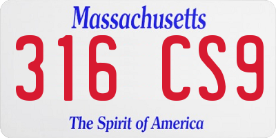 MA license plate 316CS9