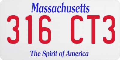MA license plate 316CT3