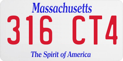 MA license plate 316CT4