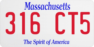 MA license plate 316CT5