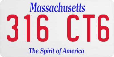 MA license plate 316CT6