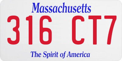 MA license plate 316CT7