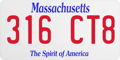 MA license plate 316CT8